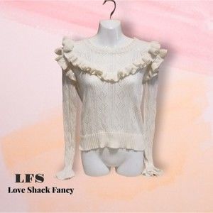 LoveShackFancy Cream Long Sleeve Top